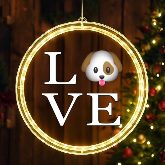 Discover Love Cute Dog _emoji icon smiley emoticon LED Christmas Window Lights
