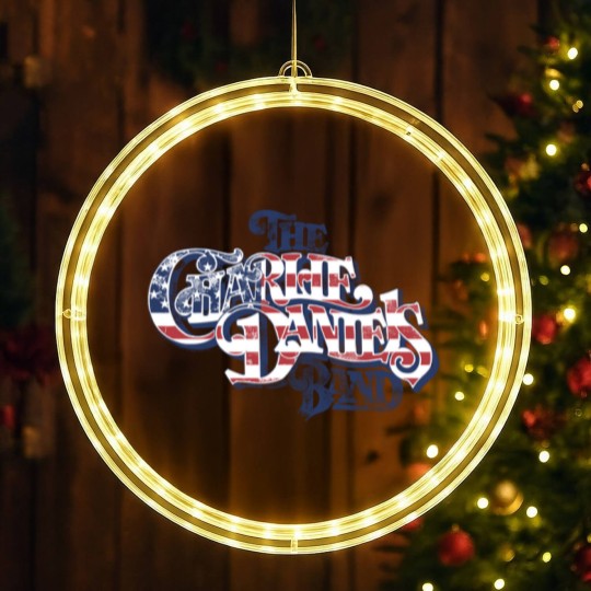 Discover Charlie Daniels Band Men's LED Christmas Window Lights | American Flag Star Spangled Logo Gray Graphic LED Christmas Window Lights