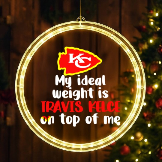 Discover Chiefs My Ideal Weight Is Travis Kelce On Top Of Me LED Christmas Window Lights