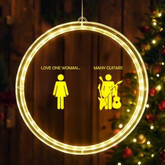 Discover love one woman many guitars funny LED Christmas Window Lights