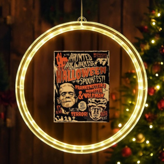 Discover Frankenstein and Wolfman Vintage Retro Halloween , 80's Horror LED Christmas Window Lights