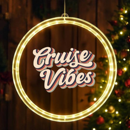 Discover Cruise Vibes LED Christmas Window Lights, Friends Summer Vacation Group Gift LED Christmas Window Lights, Cruise LED Christmas Window Lights
