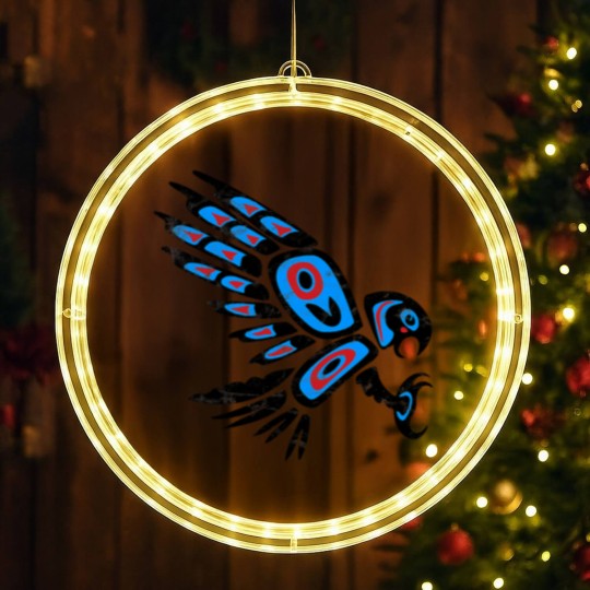 Discover native american red tailed hawk bird Totem tribal LED Christmas Window Lights