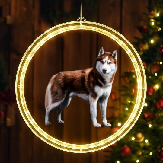 Discover Siberian Husky Red Husky Wolf Dog LED Christmas Window Lights