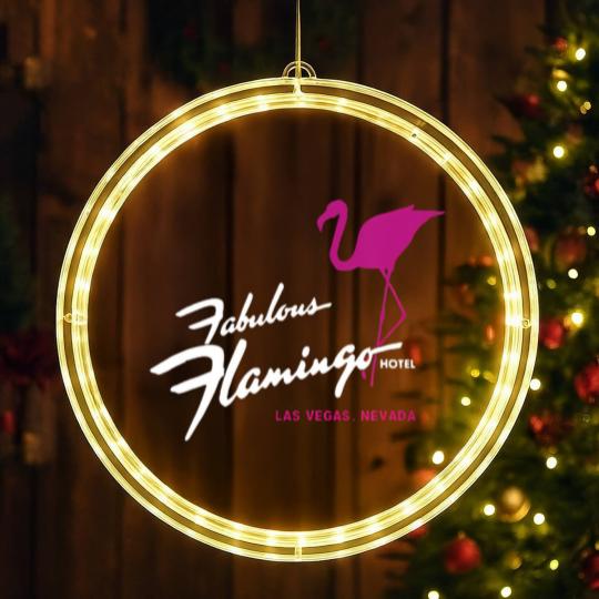 Discover flamingo hotel casino las vegas retro vintage t LED Christmas Window Lights