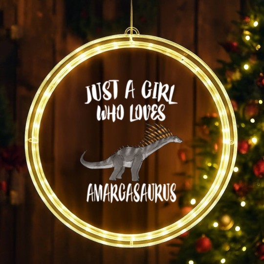 Discover Just A Girl Who Loves Amargasaurus Dinosaur LED Christmas Window Lights