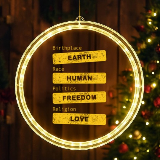Discover Birthplace Earth Grunge - Human Freedom Love LED Christmas Window Lights