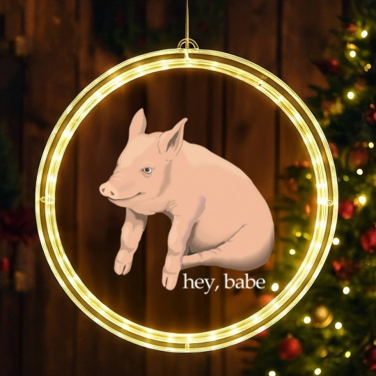 Discover Hey Babe Cute Pig Pun LED Christmas Window Lights
