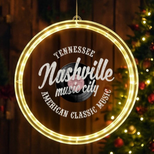 Discover Nashville Music City Vinyl Vintage LED Christmas Window Lights
