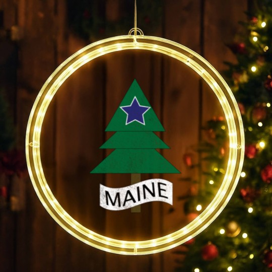 Discover 1901 Maine State Flag Remix Distressed Vintage - Maine - LED Christmas Window Lights