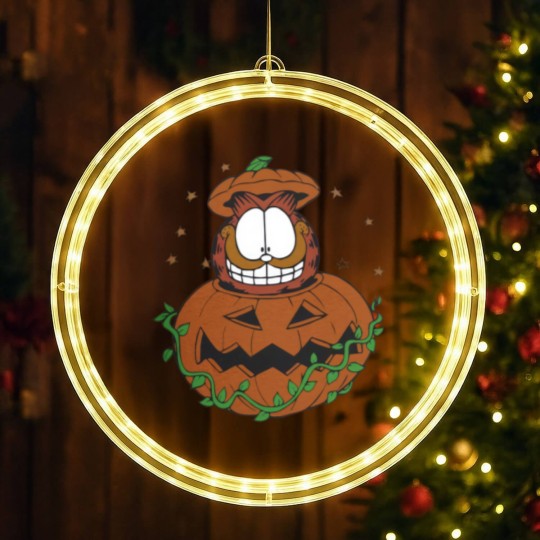 Discover Halloween Garfield Pumpkin LED Christmas Window Lights, Halloween Pumpkin Garfield Cat LED Christmas Window Lights