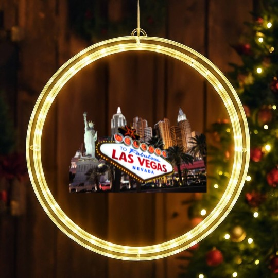 Discover Las Vegas Famous Sign Strip Building Skyline Souvenir Gift LED Christmas Window Lights