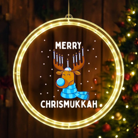 Discover Merry Chrismukkah Jewish Christmas Hanukkah Reindeer Menorah LED Christmas Window Lights