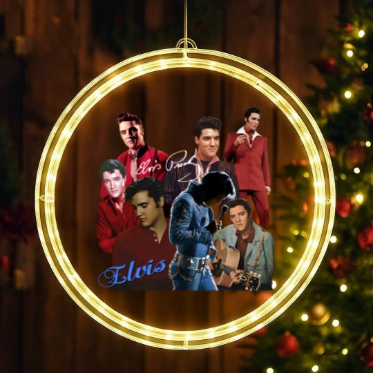 Discover Inspired Elvis Presley Graphic Signature T- LED Christmas Window Lights Gift For Fan