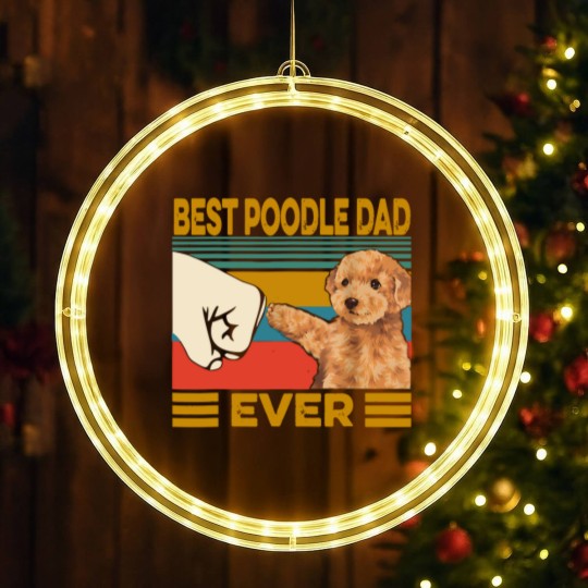 Discover Poodles Vintage Best Poodle Dad Ever dog lover Fathers Day 211 Poodle dog LED Christmas Window Lights