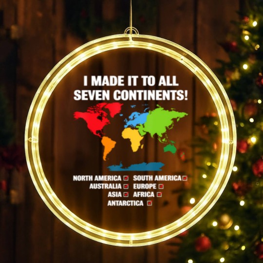 Discover world traveler seven continents 7 continents club white LED Christmas Window Lights