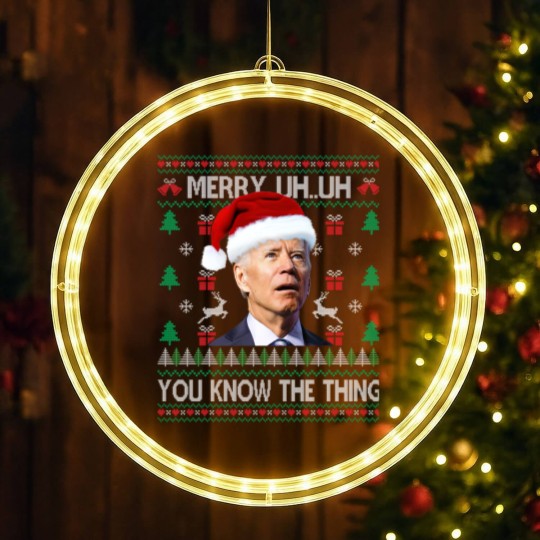 Discover Ugly Christmas Biden Merry Uh Uh You Know The Thing LED Christmas Window Lights