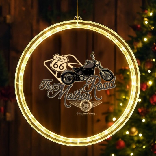 Discover Motorcycle - Route 66 the mother road LED Christmas Window Lights