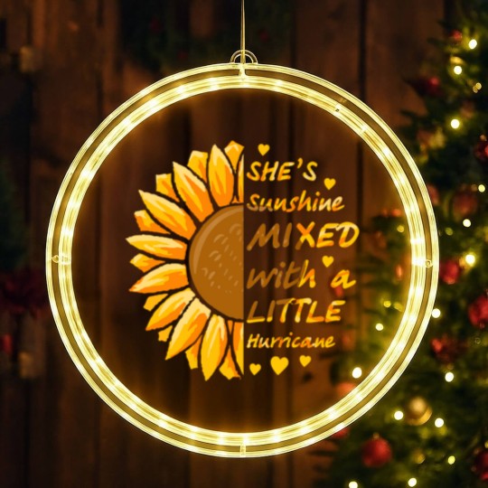 Discover She's Sunshine Mixed With A Littles Hurricane Sunflower LED Christmas Window Lights