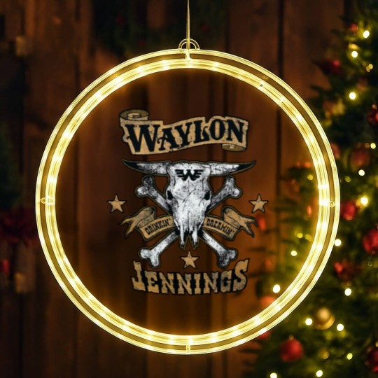 Discover Waylon Jennings Logo Design Classic LED Christmas Window Lights