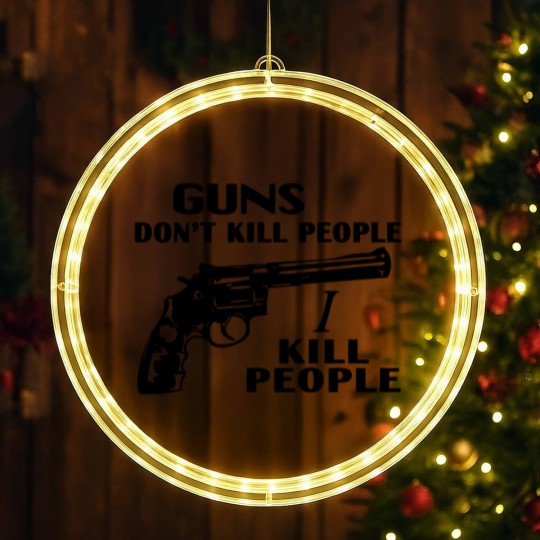 Discover Guns don't kill people, I kill people LED Christmas Window Lights, happy gilmore Adam Sandler LED Christmas Window Lights
