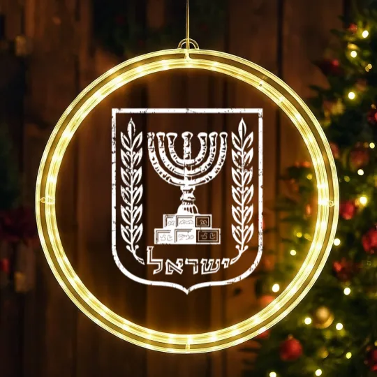 Discover Israel LED Christmas Window Lights Emblem of the State of Israel Patriotic Israel Heritage LED Christmas Window Lights