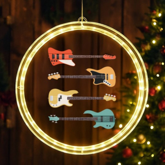 Discover Vintage Bass Guitar - Bassist Rock Music Band Gift LED Christmas Window Lights