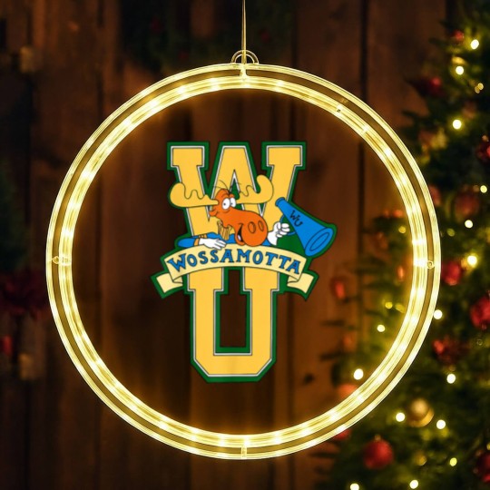 Discover Rocky and Bullwinkle Wossamotta U Logo LED Christmas Window Lights