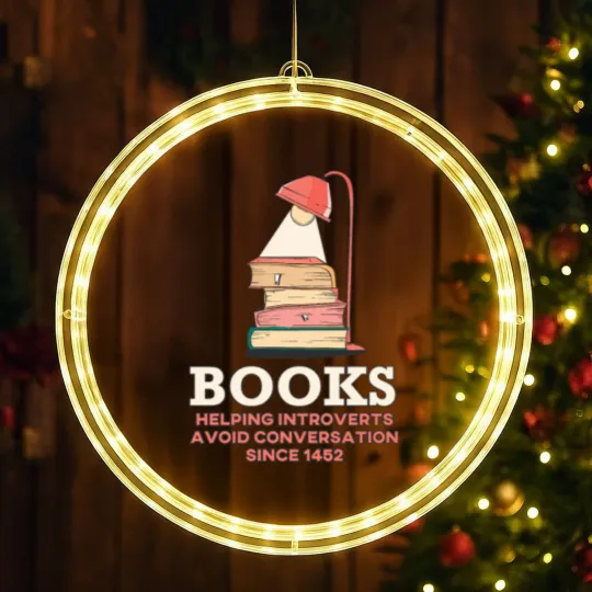Discover Books, Helping Introverts Avoid Conversation LED Christmas Window Lights