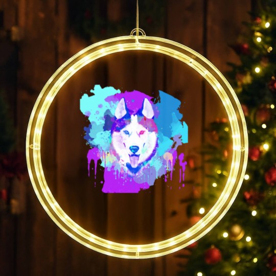 Discover Husky Artwork Husky Dog Watercolor, Husky Artwork, Husky apparel, Colorful Husky LED Christmas Window Lights
