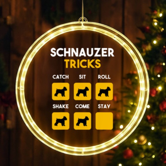 Discover Stubborn Schnauzer Tricks Funny Gift for Shnauzer LED Christmas Window Lights
