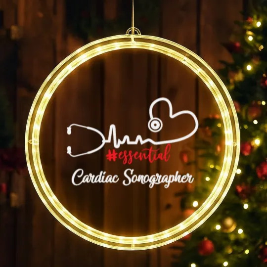 Discover Essential Cardiac Sonographer Heartbeat Gift For N LED Christmas Window Lights