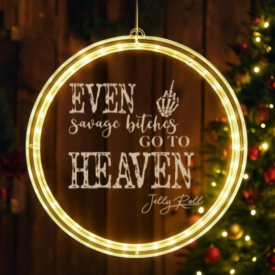 Discover Rapper Jelly Roll LED Christmas Window Lights, Even Savage Bitches Go To Heaven LED Christmas Window Lights, Jelly Roll Tour 2023