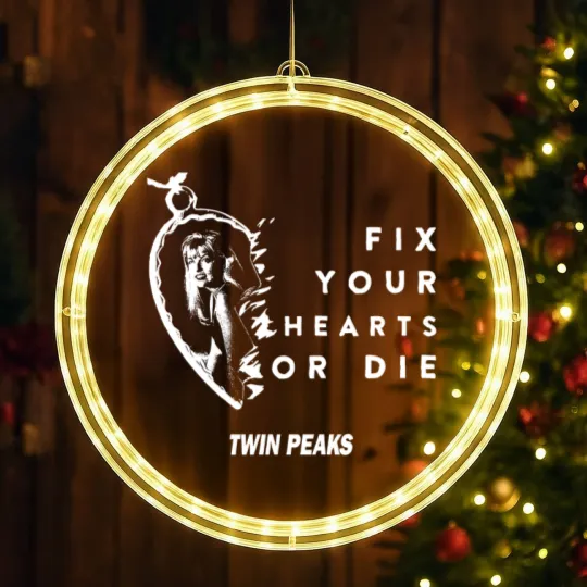 Discover Fix Your Hearts or Die LED Christmas Window Lights, Unisex LED Christmas Window Lights, Twin Peaks LED Christmas Window Lights, David Lynch LED Christmas Window Lights, TV Show Fans LED Christmas Window Lights