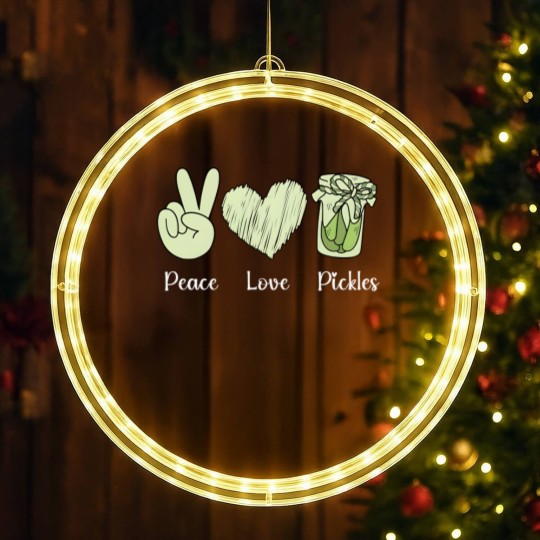 Discover Funny Pickle LED Christmas Window Lights, Peace Love Pickles LED Christmas Window Lights