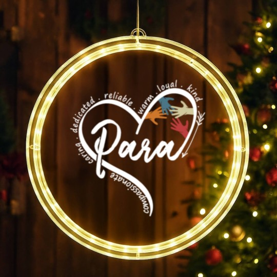 Discover Para Heart Paraprofessional Educator Paraeducator LED Christmas Window Lights