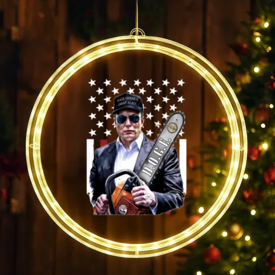 Discover Elon Musk Chainsaw LED Christmas Window Lights, Chainsaw For Bureaucracy