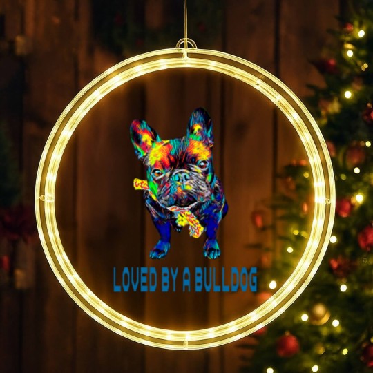 Discover French Bulldog Pet Mens Loved by a bulldog French Bulldog Funny Sayings LED Christmas Window Lights