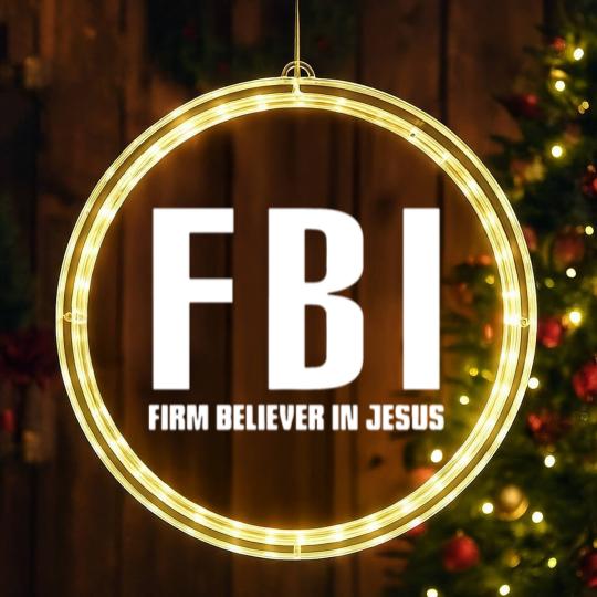 Discover FBI Firm Believer In Jesus patriotic police LED Christmas Window Lights