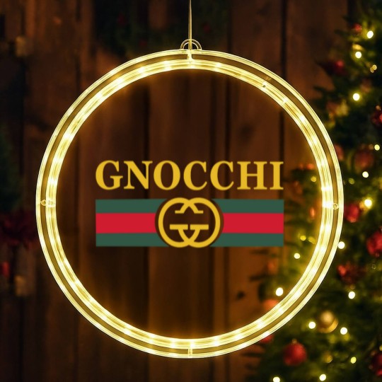 Discover Funny Gnocchi Pasta Logo LED Christmas Window Lights