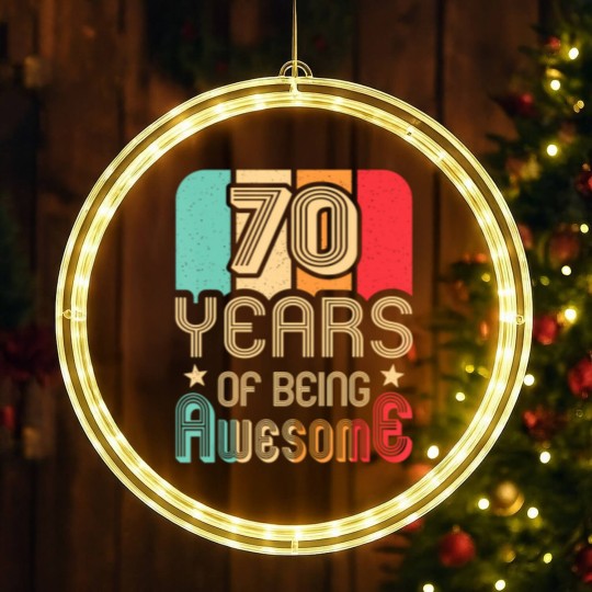 Discover 70 years of being awesome 70 years old 70th birthday LED Christmas Window Lights