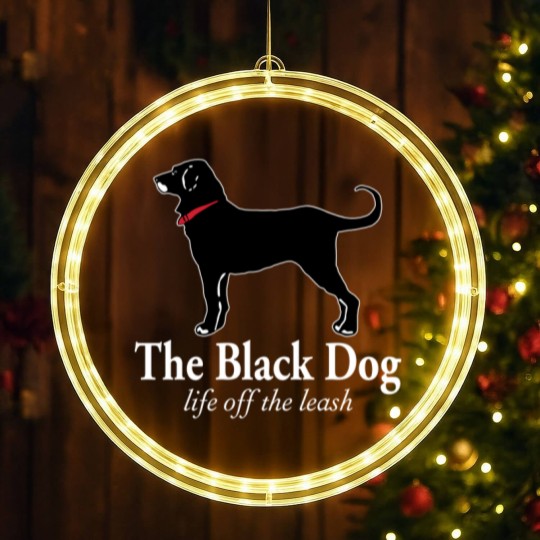 Discover The Black Dog Logo Life Off The Leash LED Christmas Window Lights