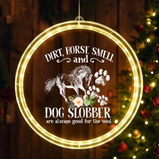 Discover Cute Horse And Dog Flower LED Christmas Window Lights, Dirt Horse Smell Dog Slobber