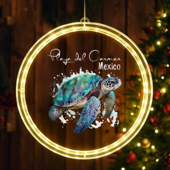 Discover playa del carmen mexico sea turtle playa souvenir t LED Christmas Window Lights