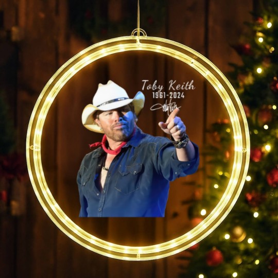 Discover RIP Toby Keith 1961-2024 Signatures LED Christmas Window Lights for Men Women