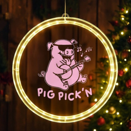 Discover Pig Playing Banjo LED Christmas Window Lights Bluegrass LED Christmas Window Lights Pig Pickin LED Christmas Window Lights BBQ LED Christmas Window Lights LED Christmas Window Lights