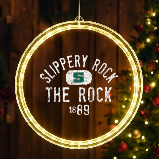 Discover slippery rock he rock vinage 1889 logo officially licensed shir LED Christmas Window Lights