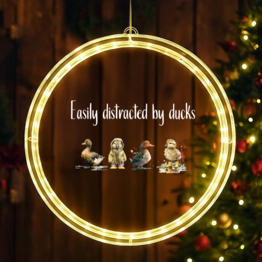 Discover Easily Distracted By Ducks Farmer Ducklings Cute Funny Duckling Quote LED Christmas Window Lights