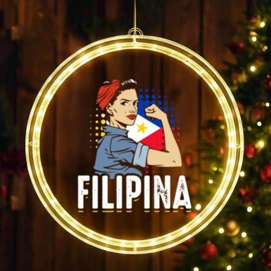 Discover Proud Filipina Woman Girl Philippines Flag LED Christmas Window Lights