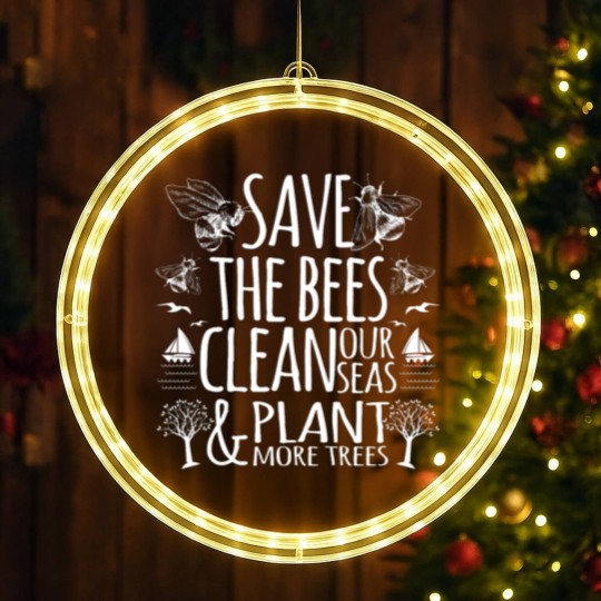 Discover Save The Bees Clean Our Seas Plant More Trees LED Christmas Window Lights